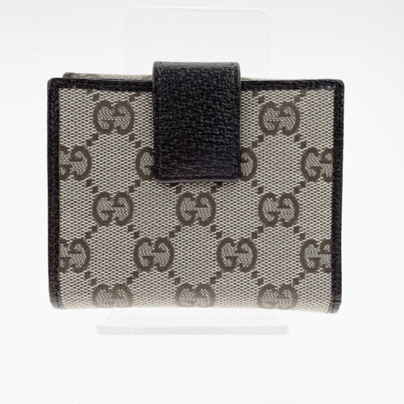 中古】 GUCCI グッチ GGキャンバス コンパクトウォレット Wホック 二