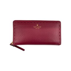 〇〇 Kate Spade ケイトスペード ラウンドファスナー 長財布 WLRU3104 エンジ Bランク