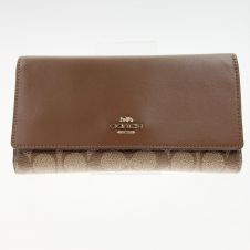 中古】 COACH コーチ レディース長財布 エンボスジップ シグネチャー