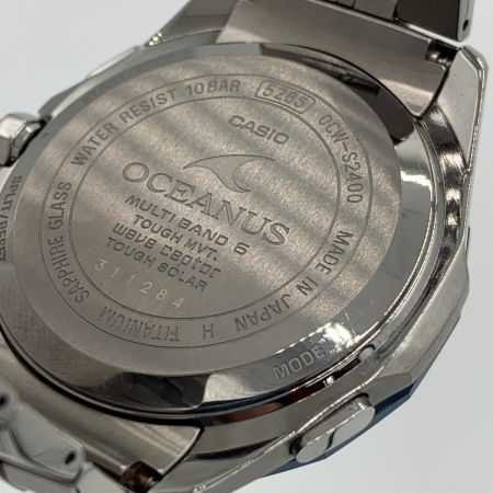  CASIO カシオ オシアナス マンタ ソーラー電波クォーツ 5285 シルバー x ブルー