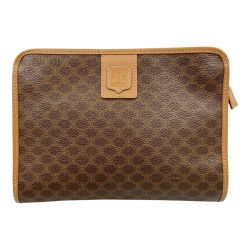 〇〇 CELINE セリーヌ マカダム柄 セカンドバッグ クラッチバッグ ブラウン Cランク