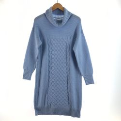 〇〇 PINORE ピノーレ レディース ワンピース  タートル ロングニット サイズ40 スカイブルー Aランク