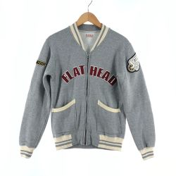 〇〇 The Flat Head フラッドヘッド メンズ スウェットジャケット サイズ36 グレー×アイボリー Bランク