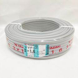 〇〇 YAZAKI 電材 VVF ケーブル 3芯 3× 1.6 PbF 100m 未開封品 グレー Nランク