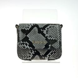 〇〇 FURLA フルラ 2way ミニ ショルダーバッグ ポシェット ブラック x ホワイト Aランク