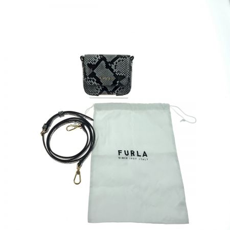  FURLA フルラ 2way ミニ ショルダーバッグ ポシェット ブラック x ホワイト