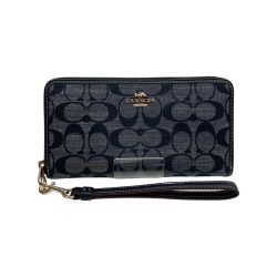 〇〇 COACH コーチ シグネチャー ロング ジップ アラウンド ウォレット 長財布 CH369 ブルー Bランク