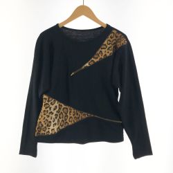 〇〇 ITALIYA イタリヤ 伊太利屋 レディース カットソー サイズ9A2 582537-S8 ブラック ヒョウ柄 Bランク