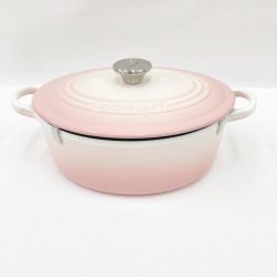 〇〇 LE CREUSET ルクルーゼ シグニチャー ココット オーバル 25cm ピンク 鍋 両手鍋 Aランク