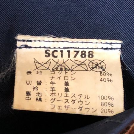  SUGAR CANE シュガーケーン メンズ レザーヨーク ダウンジャケット サイズL SC11788 ネイビー×ブラウン