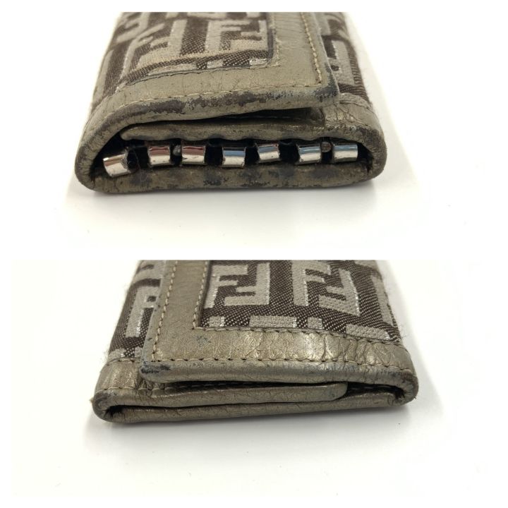FENDI フェンディ ズッキーノ 三つ折り 6連キーケース 8AP002 ベージュ