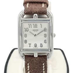 〇〇 HERMES エルメス ケープコッド ドゥブルトゥール クォーツ 腕時計 シルバー x ブラウン Bランク