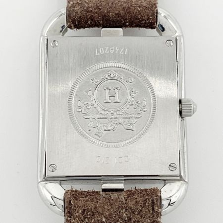  HERMES エルメス ケープコッド ドゥブルトゥール クォーツ 腕時計 シルバー x ブラウン