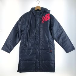 〇〇 NEW BALANCE ニュー・バランス ジュニア パデッド ロングコート ベンチコート 160cm ネイビー Sランク