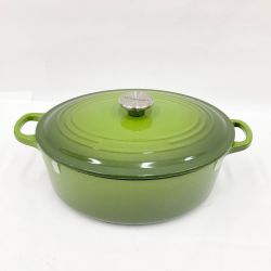 〇〇 LE CREUSET ルクルーゼ シグニチャー ココット オーバル 27cm グリーン Bランク
