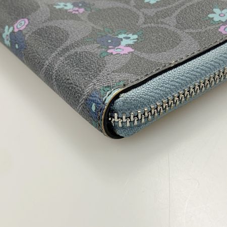  COACH コーチ シグネチャー ラウンドファスナー長財布 花柄 F59729 ブルー