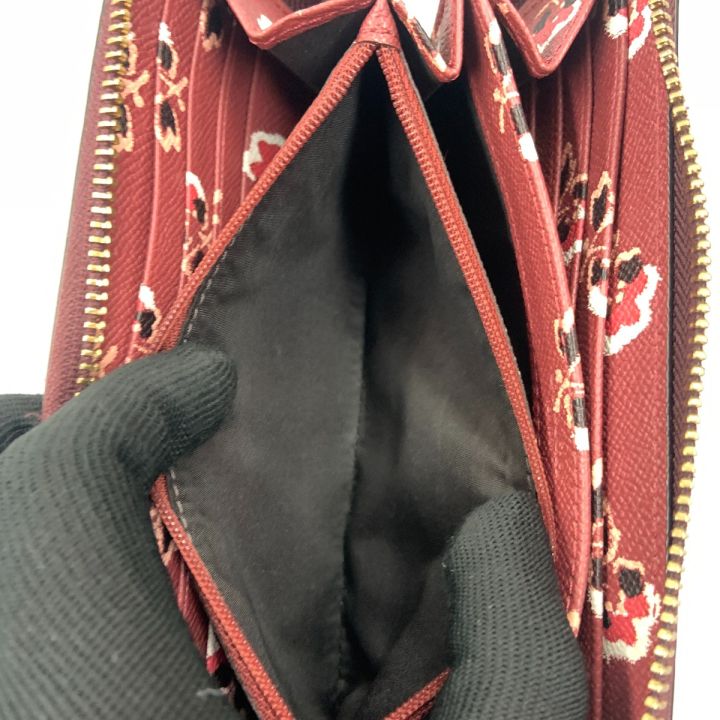 〇〇COACH コーチ マルチ ブランブル ローズ プリント ラウンドファスナー長財布 F53571 レッド COACH コーチ コーチ マルチ ブランブル ローズ プリント ラウンド