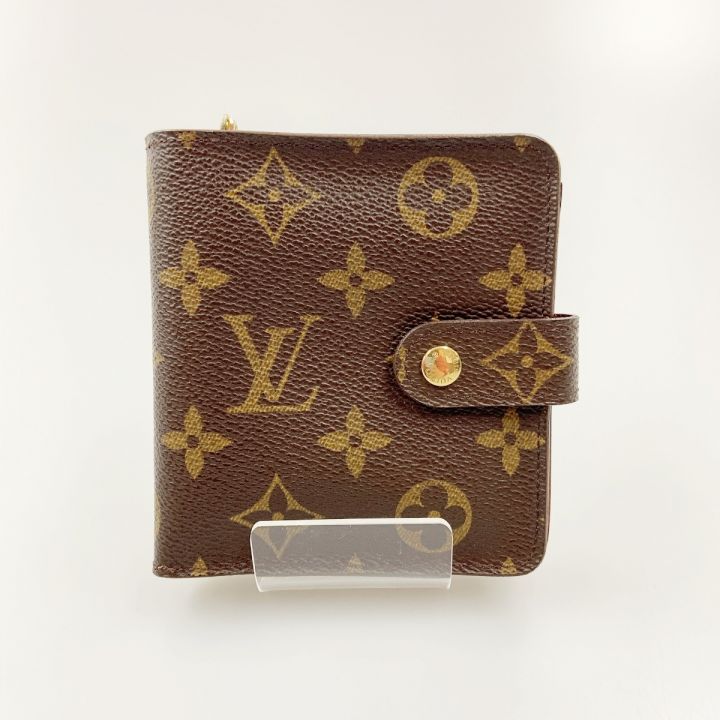 LOUIS VUITTON ルイヴィトン モノグラム コンパクト ジップ 二つ折り短財布 M61667 ブラウン｜中古｜なんでもリサイクルビッグバン