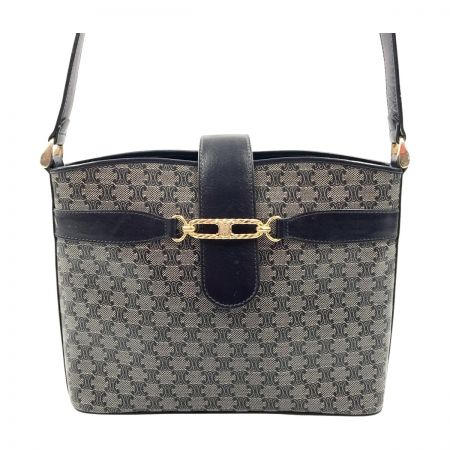  CELINE セリーヌ マカダム柄 ショルダーバッグ ネイビー