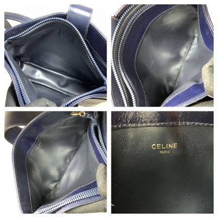  CELINE セリーヌ マカダム柄 ショルダーバッグ ネイビー