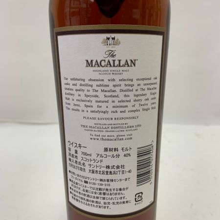  The MACALLAN マッカラン ハイランド シングルモルト スコッチウイスキー シェリー オーク カスク 12年 旧ボトル 40％ 700ml  ワインレッド 未開栓