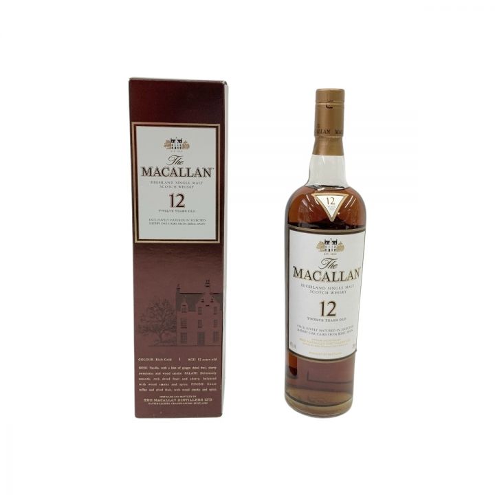 The MACALLAN マッカラン ハイランド シングルモルト スコッチウイスキー シェリー オーク カスク 12年 旧ボトル 40％ 700ml  ワインレッド 未開栓｜中古｜なんでもリサイクルビッグバン