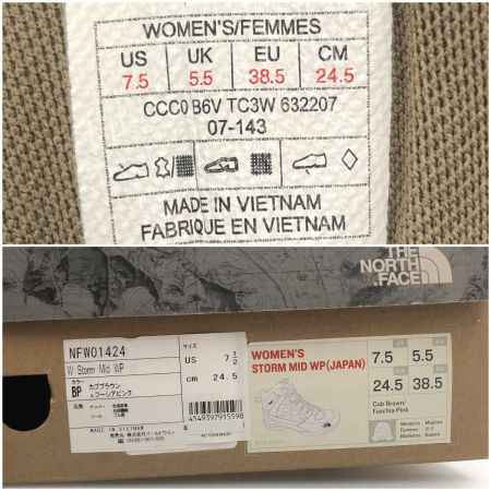  THE NORTH FACE ザノースフェイス W STORM Mid WP レディース トレッキングシューズ 24.5cm NFW01424 カフブラウン x フーシアピンク