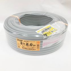 〇〇 富士電線工業(FUJI ELECTRIC WIRE)  電材 VVFケーブル 3芯 3× 2.0 LFV-R 100m  グレー 未使用品 Nランク