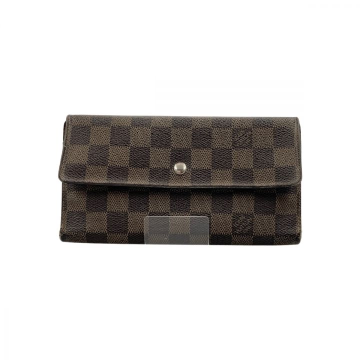 【中古】 LOUIS VUITTON ルイヴィトン ダミエ ポルトフォイユ インターナショナル 三つ折り長財布 N61217 ダークブラウン 傷や汚れあり