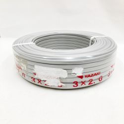 〇〇 YAZAKI 電材 VVFケーブル 3芯 3× 2.0 100m 未開封品 赤白グレー Sランク