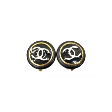  CHANEL シャネル ココマーク ラウンド イヤリング 96A   A06030 Y02046 ブラック x ゴールド