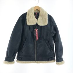 〇〇 ALPHA アルファ メンズ ジャケット B-3 フェイクムートン サイズXL TA1398-075 ブラック 未使用品 Sランク