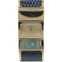 〇〇 HERMES エルメス ロケ クォーツ バングル ウォッチ L01.201 ゴールド x ブルー Cランク