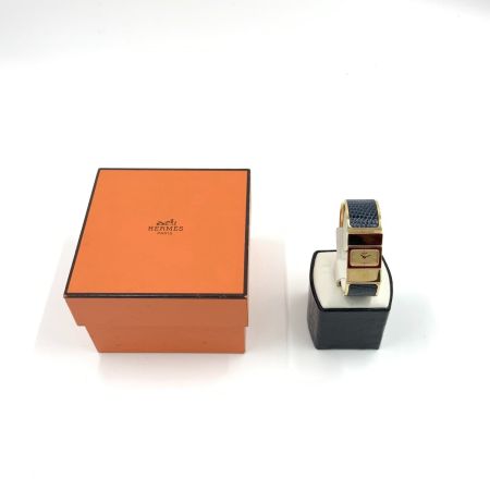  HERMES エルメス ロケ クォーツ バングル ウォッチ L01.201 ゴールド x ブルー