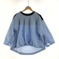 〇〇 Leilian レリアン レディース チュニック サイズ13+ スカイブルー ストライプ Aランク