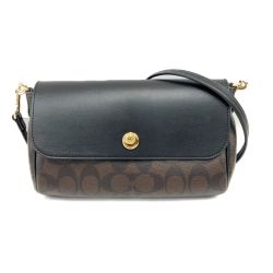 〇〇 COACH コーチ シグネチャー リバーシブル ショルダーバッグ F59534 ブラウン x ブラック x ホワイト Bランク