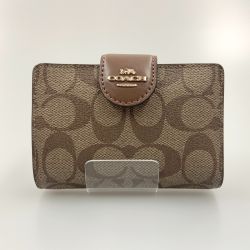 〇〇 COACH コーチ シグネチャー 二つ折り財布 F2146 ベージュ Bランク