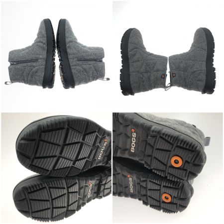  BOGS レディース キルティングウォータープルーフウールショートスノーブーツ 23cm 79087S グレー