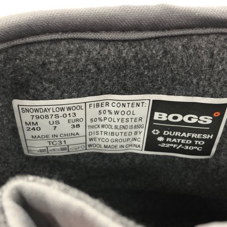  BOGS レディース キルティングウォータープルーフウールショートスノーブーツ 23cm 79087S グレー