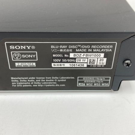  SONY ソニー Blu-rayレコーダー BDZ-FBW1000 2020年製 2番組 1TB