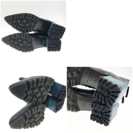  HALMANERA ハルマネラ レディース  ポインテッドカラーブロックチャンキーブーツ サイズ36 SELINE12 ブラック×ブルー