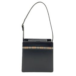 〇〇 BURBERRY バーバリー レザー ノバチェック ショルダーバッグ ブラック Bランク