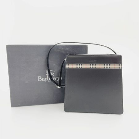  BURBERRY バーバリー レザー ノバチェック ショルダーバッグ ブラック