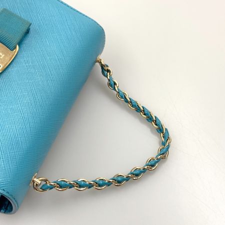  Salvatore Ferragamo サルヴァトーレフェラガモ ヴァラ リボン 2way ショルダーバッグ ブルー