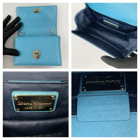  Salvatore Ferragamo サルヴァトーレフェラガモ ヴァラ リボン 2way ショルダーバッグ ブルー