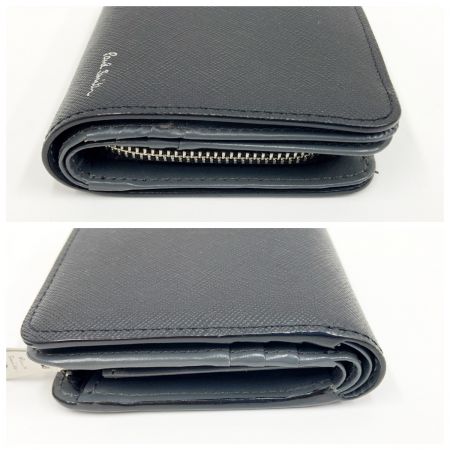  Paul Smith ポールスミス ブライトストライププラー L字ファスナー 2つ折り財布 ブラック