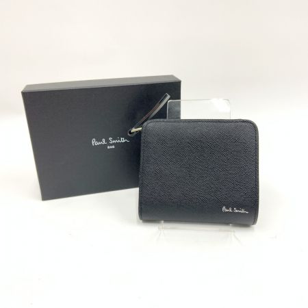  Paul Smith ポールスミス ブライトストライププラー L字ファスナー 2つ折り財布 ブラック