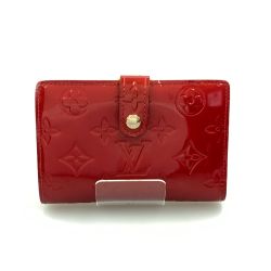 〇〇 LOUIS VUITTON ルイヴィトン モノグラム ヴェルニ ポルトフォイユ ヴィエノワ ポムダムール がま口財布 二つ折り財布 M93528 レッド Bランク