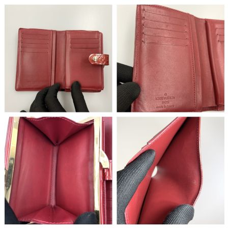  LOUIS VUITTON ルイヴィトン モノグラム ヴェルニ ポルトフォイユ ヴィエノワ ポムダムール がま口財布 二つ折り財布 M93528 レッド