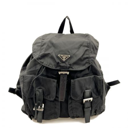  PRADA プラダ ロゴプレート ナイロン リュックサック ブラック